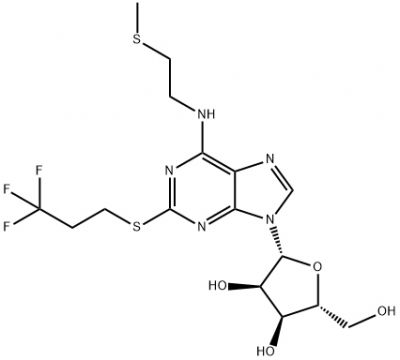 (2R,3S,4R,5R)-2-(hydroxymethyl)-5-(6-((2-(methylthio)ethyl)amino)-2-((3,3,3-trifluoropropyl)thio)-9H-purin-9-yl)tetrahydrofuran-3,4-diol